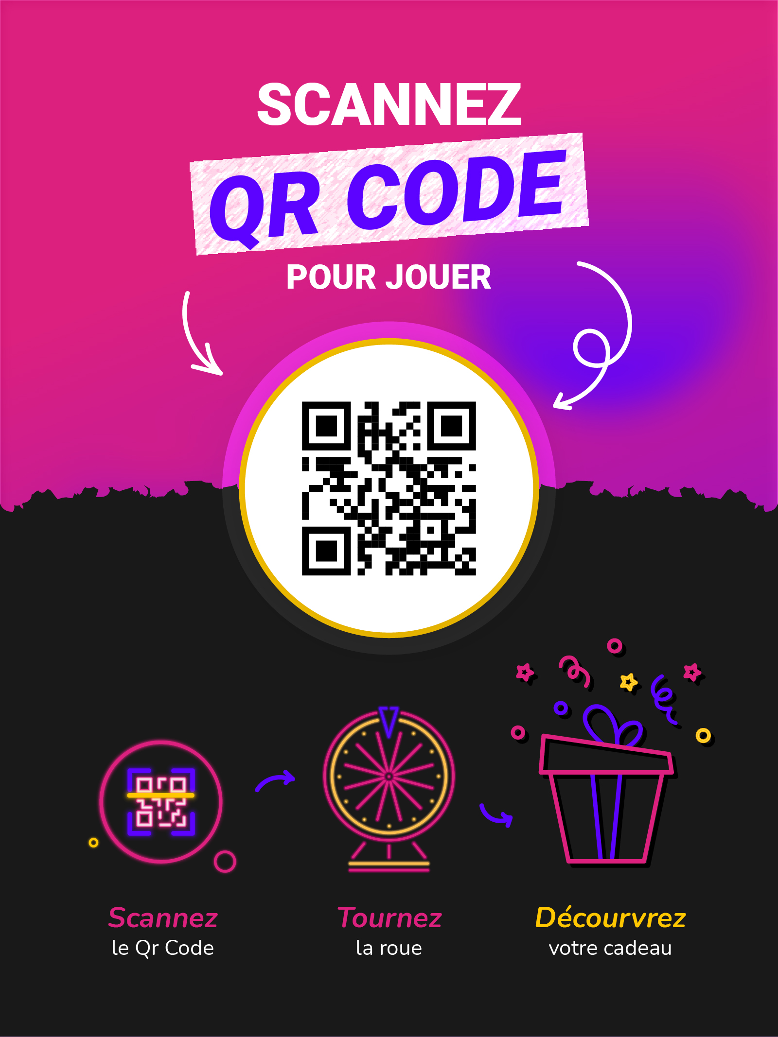 Scannez qr code pour jourer flyer